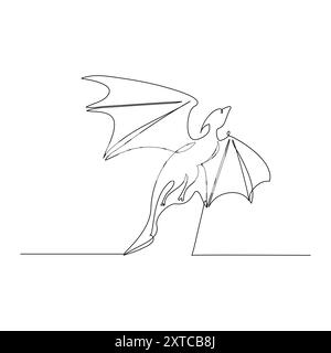 Continuous one line drawing dragon Stock Vector