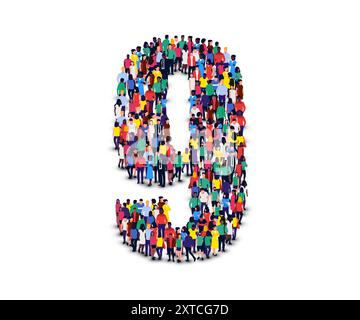 Large group of people in number 9 nine form. Vector illustration Stock Vector