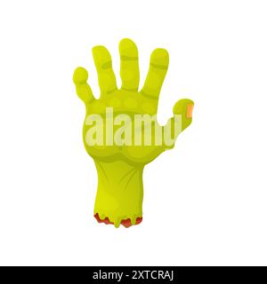 Cartoon green zombie hand, isolated on white background. Vector Stock Vector