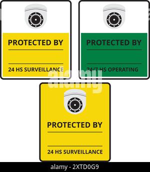 Security camera zone banners on a white background Stock Vector