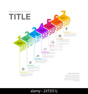 Vector Infographic long seven steps diagram template for workflow ...