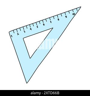 Triangular ruler, back to school concept, doodle style vector illustration Stock Vector