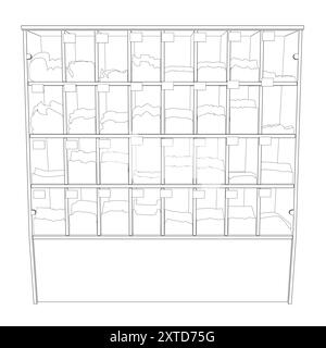 Supermarket shelves with dairy products. Vector illustration background. Stock Vector