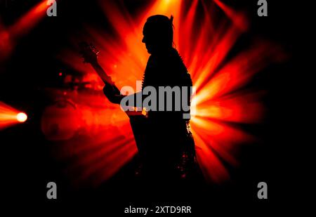 Nergal, also known as Adam Darski, is performing with Behemoth during the 'O Father, O Svmmer, O Tour' at Phenomenon in Fontaneto D'agogna, in Italy, on August 13, 2024 (Photo by Alberto Gandolfo/NurPhoto). Credit: NurPhoto SRL/Alamy Live News Stock Photo