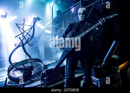 Nergal, also known as Adam Darski, is performing with Behemoth during the 'O Father, O Svmmer, O Tour' at Phenomenon in Fontaneto D'agogna, in Italy, on August 13, 2024 (Photo by Alberto Gandolfo/NurPhoto). Credit: NurPhoto SRL/Alamy Live News Stock Photo