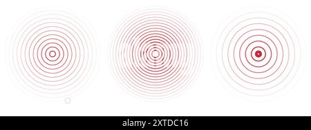 Concentric ripple circles set. Seismic Earthquake alert radar. Radial ...