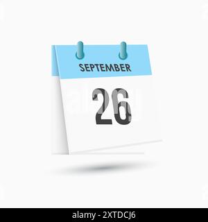September 26 - calendar and Time planner. Daily Calendar Icon reminder. Vector Illustration. Stock Vector
