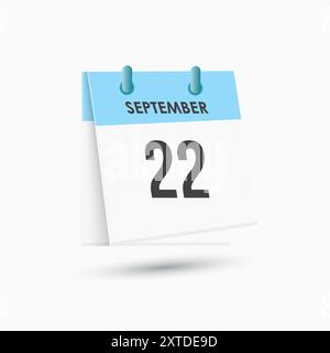 September 22 - calendar and Time planner. Daily Calendar Icon reminder. Vector Illustration. Stock Vector