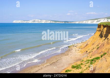 Isle of Wight UK - Compton Bay West Wight Isle of Wight - Compton Beach in Compton bay Isle of Wight England UK GB Europe Stock Photo