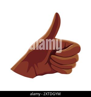 Human hand showing likes. Vector illustration depicts thumbs up gesture in flat style. View of emoji for card, banner, flyer, poster design for left h Stock Vector