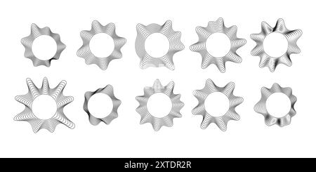 Set of simple music equalizers and sound waves. Stock Vector