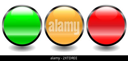 Green, Amber and Red colour feedback or review system icons or buttons Stock Vector