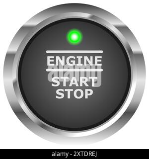 Modern car Start Stop Engine button, Car ignition button Stock Vector