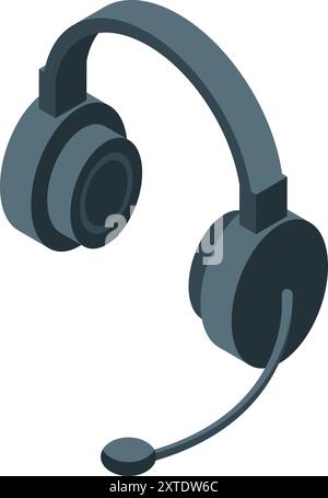 Modern gamer headset connecting you with other players while playing video games, isometric icon Stock Vector