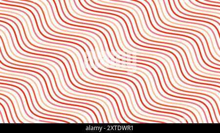 Retro diagonal colorful wavy contour line pattern on white background in 4k resolution. Abstract vector illustration suited for desktop wallpaper Stock Vector