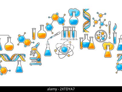 Pattern with science items. Medical concept image. Stock Vector