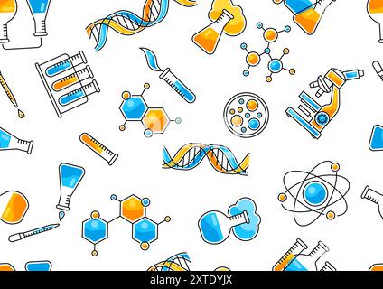 Pattern with science items. Medical concept image. Stock Vector