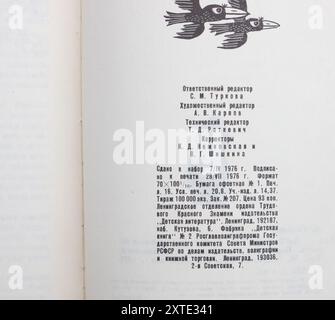 The Hobbit, or There and Back Again (Russian: Хоббит, или Туда и обратно) is a children's fantasy novel by the English author J. R. R. Tolkien, 1st edition in 1976 in USSR. Stock Photo