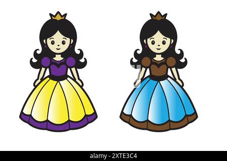 Dolls. Collection of dolls. Children s toys set, dolls in dresses. Vector illustration Stock Vector