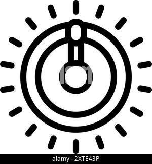 Round button with light shining around it, representing a power button or a generic onoff switch Stock Vector