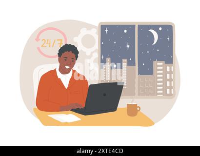 24 hour office access isolated cartoon vector illustrations. Stock Vector