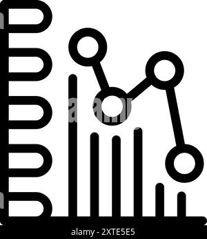 Line graph is representing a market trend with decreasing values Stock Vector