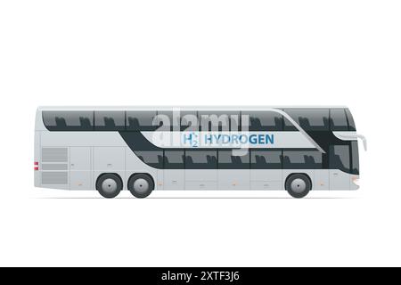 Hydrogen energy bus. Alternative energy and zero emission.Hydrogen powered transportation. Green energy Stock Vector