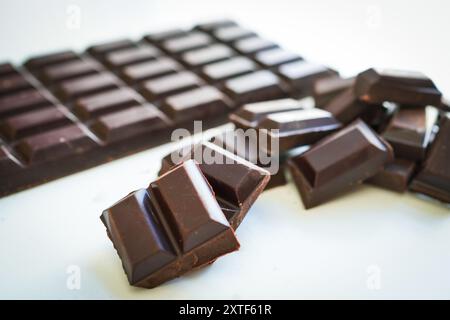 Baking  ingredients, chocolate bar on white background Stock Photo