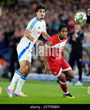 Leeds United's Pascal Struijk (left) and team-mate Ao Tanaka during the ...