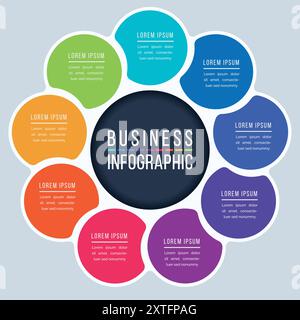 Circle Infographic design 9 Steps, objects, elements or options business information template Stock Vector