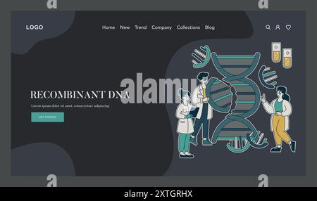 Biotechnology concept. Scientists studying and manipulating DNA strands for genetic engineering. Laboratory research, genetics innovation. Vector illustration. Stock Vector