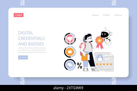 Digital Credentials and Badges concept. A student earns an award from a ...