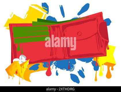 Wallet Graffiti. Abstract modern street art decoration performed in urban painting style. Stock Vector