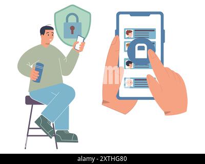 two factor authentication verification mobile security lock encryption sync design icon illustration Stock Vector