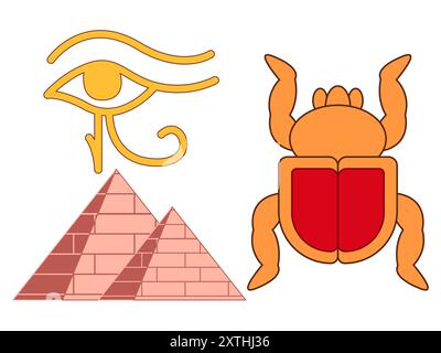 Egyptian sacred Scarab and Eye Of Horus, winged beetle vector ...