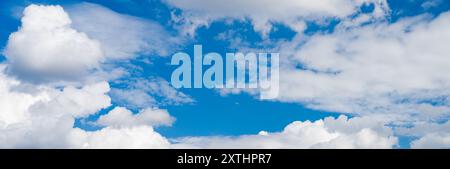 Blue sky between white clouds. Sky background texture Stock Photo