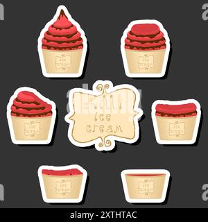 Big colorful set different forms natural dessert ice cream of consisting various ingredients, design ice cream various shape from menu organic nutriti Stock Vector