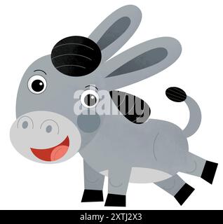 Cartoon asian funny animal donkey isolated on white background illustration for kids Stock Photo
