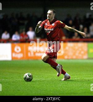 Crawley Town's Toby Mullarkey  during the EFL Carabao Cup first round match between Crawley Town and Swindon Town at the Broadfield Stadium  , Crawley , UK - 13th August ,  2024 Photo Simon Dack / Telephoto Images   Editorial use only. No merchandising. For Football images FA and Premier League restrictions apply inc. no internet/mobile usage without FAPL license - for details contact Football Dataco Stock Photo