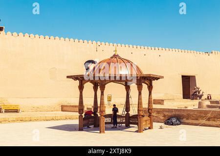 The city walls of the ancient city of Khiva. Khiva, Uzbekistan - July 17, 2024. Stock Photo