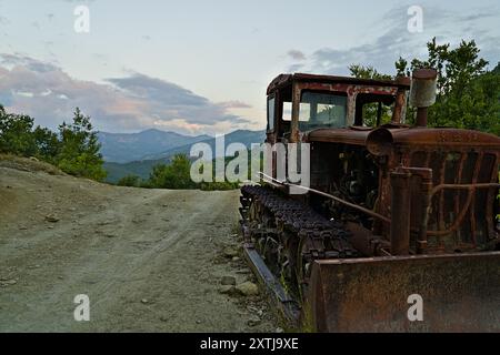 Rusty excavator in the national park Hotova Dangell Stock Photo