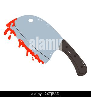 Bloody hunting cleaver in flat style Stock Vector