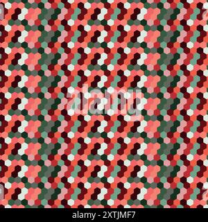 Christmas pattern with hexagons. Abstract design in Christmas colors. New year background. Vector illustration. Stock Vector