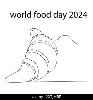 Single one line drawing World food day concept Continuous line draw design graphic vector illustration Stock Vector