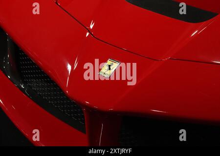 Farnborough, Hampshire, UK - Thursday 15th August, 2024  What else but FERRARI at the 2024 BRITISH MOTOR SHOW held at the famous Farnborough Airport and exhibition centre Credit: Motofoto/Alamy Live News Stock Photo