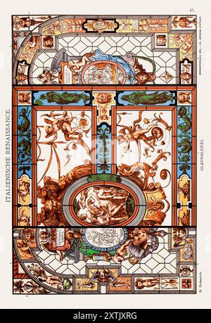 Italian Renaissance Ornamentation. An illustration from a German book published in 1887 that showcases elegant ornaments from all art periods. Stock Photo