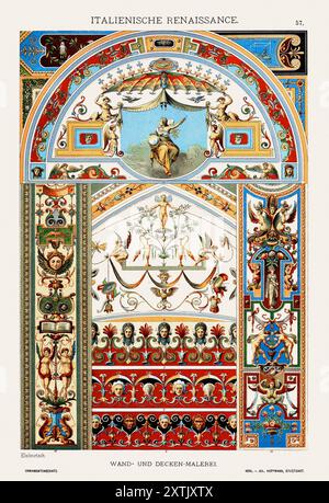 Italian Renaissance Ornamentation. An illustration from a German book published in 1887 that showcases elegant ornaments from all art periods. Stock Photo