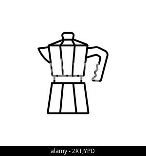 Moka Pot Icon in Line Style. Moka Pot Line Illustration. Stock Vector