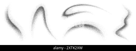 Noise grain wave spray of sand or dust and paint brush, vector effects. Paint airbrush wavy lines from graffiti ink spray, abstract grain noise of black dots and grainy monochrome dust sand particles Stock Vector
