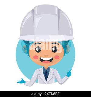 Quality control supervisor pointing his finger. Express an idea and indicate with the index finger. Food industry engineer. Chief food safety engineer Stock Vector